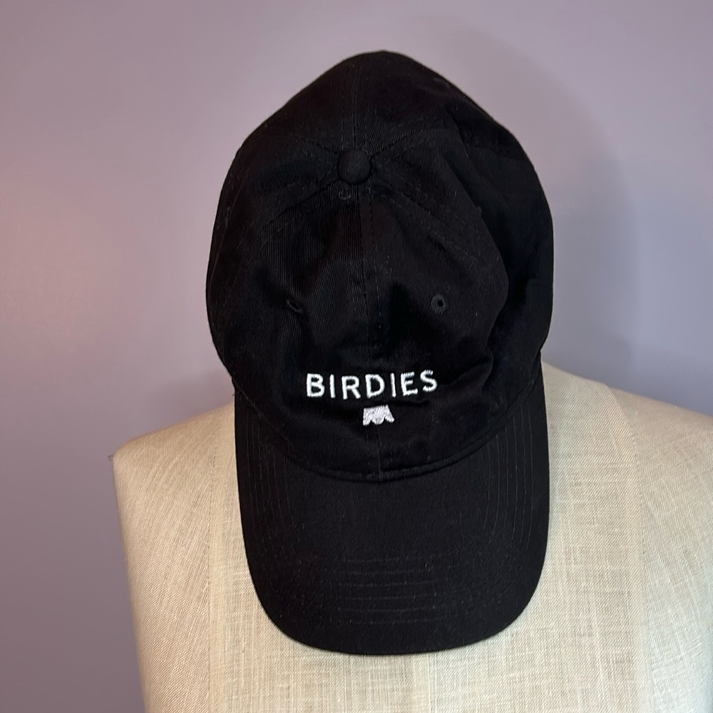 Birdies black baseball cap with white logo embroidery